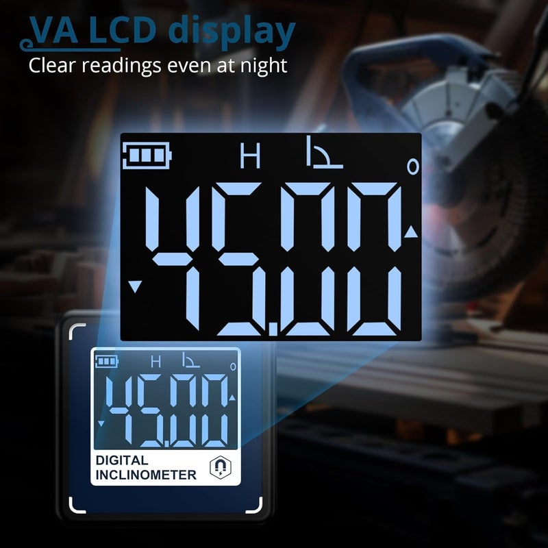 ALLmeter Store Mini Digital Rechargeable Level Box Protractor Angle Finder Level Gauge Inclinometer Magnetic Base Backlight,VA Display,Type-C Charging,IP54 for Woodworking Building Saw Blade,Construction - Image 5